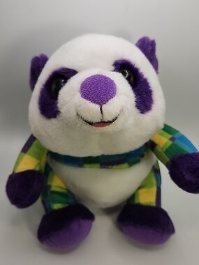 Lego Purple & White Plush Panda with Multicolor Plaid Arms